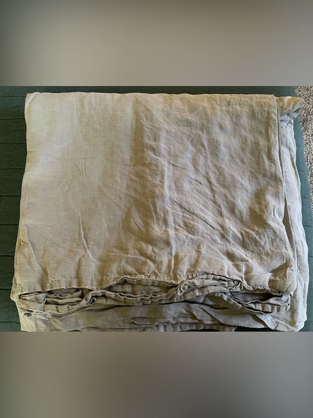 Restoration Hardware King Size Belgian Linen Duvet Cover Gray Mist *Damaged*